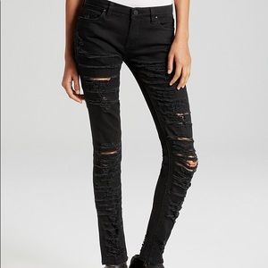 Blank NyC shredded black denim